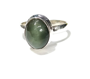 Natural <b>Cat's</b> Eye <b>Ring</b>, 925 Sterling Silver <b>Ring</b>, Green <b>Cat</b> Eye Gemstone <b>Ring</b>, Handmade Statement <b>Ring</b>, Gift for Women - Product Image 2