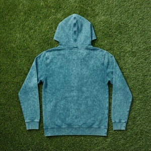 Sudadera con Capucha para Mujer, Color Azul Verde Azulado, Estilo Acid Wash, con Bolsillo Canguro, Logotipo Personalizado, Ropa Urbana - Product Image 6