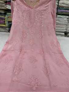 Kurta Recta de Algodón Rosa Bordada para Mujer, Ropa Étnica Elegante de Manga Larga, Compre Directamente del Proveedor - Product Image 5
