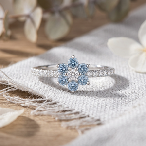 Women's White Gold Diamond <b>Ring</b> With Fancy <b>Blue</b> Round Brilliant Cut Center Stone Side Diamonds Engagement OSM/OSD <b>Rings</b> - Product Image 5