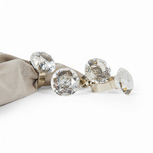 Juego de 4 Anillos de Servilleta de Cristal Redondos de Alta Gama para Decoración de Banquetes de Boda, Venta al por Mayor - Product Image 1