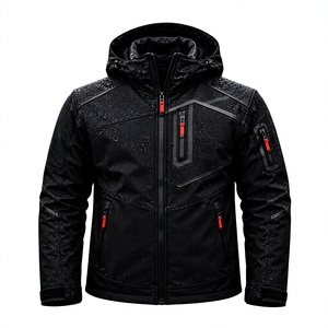 Poche poitrine angulaire, fermeture éclair asymétrique élégante et imperméable avec tirette rouge - Product Image 2