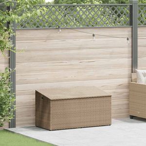 Caja de Almacenamiento Mediana para Jardín en Ratán Sintético PE Beige y Acero con Recubrimiento en Polvo - Product Image 2