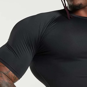 Camiseta Deportiva OEM para Hombre, Marca Privada, Ropa Deportiva para Gimnasio, Corte Regular, Diseño Elástico de Punto, Transpirable, Secado Rápido, Algodón/Bambú - Product Image 3