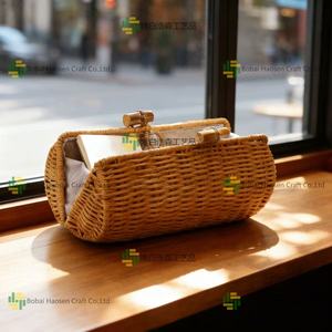 Bolso de Mano Tejido de Paja para Mujer con Forro de Algodón, Estilo Bohemio, Bolso Bandolera con Cierre de Cremallera, para Uso Diario en Todas las Estaciones - Product Image 1
