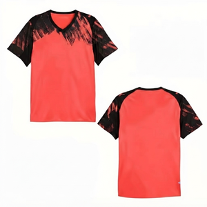 Conjunto de Uniforme de Fútbol para Niños Unisex, Color Rojo Coral, 100% Poliéster, Transpirable, Absorbente de Humedad, Impresión Digital, Secado Rápido, Ropa Deportiva - Product Image 1