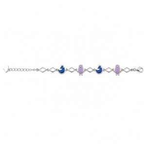 925 Sterling Silver Bird Charm <b>Anklet</b> with Blue and Purple Enamel Accents High Polish Animal Style Jewelry for Girls Women Daily - Product Image 5