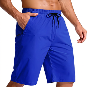 Shorts de plage pour homme, couleur unie, séchage rapide, tissu tissé, cordon de serrage, taille élastique, décontractés, style Bermuda - Product Image 6