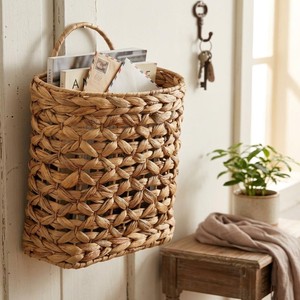 Cesta Colgante de Jacinto de Agua Natural para Pared, Cesta Tejida Multiusos para Puerta Principal, Hogar, Jardín, Despensa, Estilo Rústico - Product Image 4