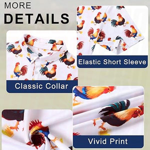 <b>Funny</b> Rooster <b>Golf</b> Polo <b>Shirts</b> New Arrival High Quality Polyester Quick Dry Customizable Unisex Sublimation Sports Polo Uniform - Product Image 2