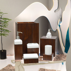 Juego de Baño de Cinco Piezas de Madera Cuadrada de Lujo Hecho a Mano, Ecológico, Elegancia Natural, Diseño Personalizable para Espacios Modernos - Product Image 3