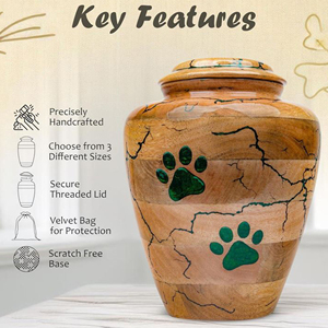 Handcrafted Wooden Funeral Urn for Families Elegant Wooden Cremation Urn with Brass Accent by AYAANS - Product Image 3