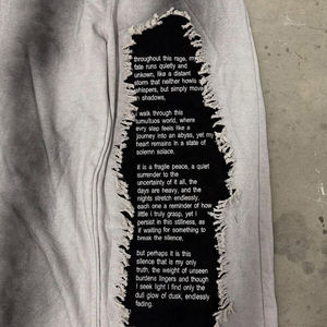 Pantalones Jogger y de Chándal Anchos Distressed de Algodón 100% French Terry con Parches y Efecto Desgastado por el Sol, Estilo Streetwear Oversize Personalizado - Product Image 3