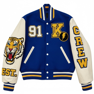 Chaqueta Varsity de Invierno 2026, Nueva Llegada, Personalizada, de Lana y Chenilla con Bordado, para Hombre, con Logotipo Frontal, MOQ Bajo - Product Image 1