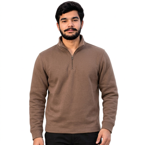 Sudadera con media cremallera al por mayor de fábrica, sudadera con media cremallera de invierno, sudadera con media cremallera personalizada con logo en relieve - Product Image 4