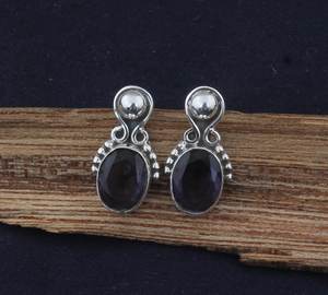 <b>Amethyst</b> Oval Cut Stone Silver <b>Earrings</b> Handmade Dangle <b>Earrings</b> Elegant Jewelry Gift For Women Wife - Product Image 1