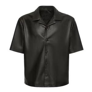 Unisex Genuine <b>Leather</b> <b>Shirt</b> Classic Cowhide Casual Streetwear <b>Leather</b> Top Custom Logo OEM Manufacturer - Product Image 2
