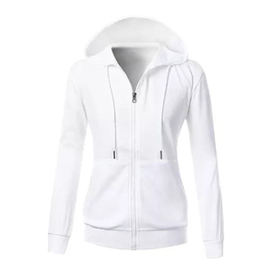 Drawstring Women <b>Zipper</b> Hoodie Women Custom Printed or Embroidery Women <b>Zipper</b> Hoodie <b>Top</b> Quality Crop <b>Top</b> Hoodie White Dyed - Product Image 1