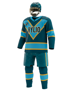 Tenue de hockey sur glace personnalisée assortie à un maillot de hockey sur glace, ainsi qu'un maillot de hockey sur glace par sublimation et un uniforme de hockey sur glace. - Product Image 6