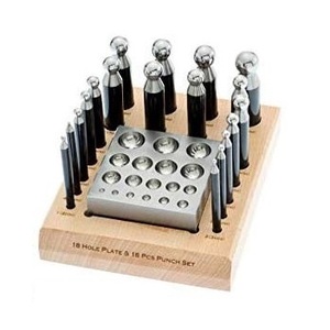 SUNTOOLS/STIPL 18 Cavity Plate 18 Pcs <b>Punch</b> <b>Set</b> Stainless Steel Jewelry Dapping Tools for DIY Irregular Shape Jewelry Setting - Product Image 1