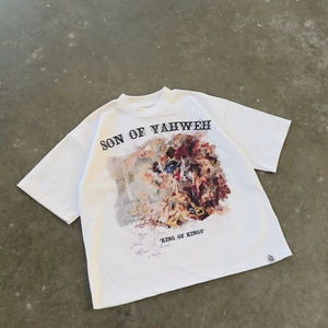 T-shirt personnalisé pour homme, manches courtes, coupe ample, imprimé DTG, style vintage streetwear, tricoté, poids lourd, 100% coton - Product Image 1