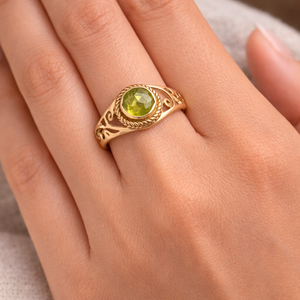Brass <b>Ring</b> Peridot Faceted Fixed Size Elegant Vintage Glam <b>Statement</b> <b>Ring</b> Handmade Women Jewelry Moku Jewellery Bezel Setting - Product Image 4