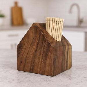 Porta Palillos de Madera Hecho a Mano con Forma de Casa, Organizador Decorativo de Palillos de Madera, Contenedor de Almacenamiento de Mesa para el Hogar - Product Image 5