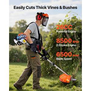 26cc 2-Cycle Gas <b>Power</b> Handheld Hedge <b>Trimmer</b> 6-in-1 Weed Eater Extension Pole Protective Gear Set Including String <b>Trimmer</b> - Product Image 3