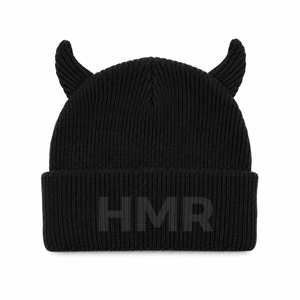 Gorro de Punto con Cuernos Negros, Unisex, de la Hermandad HMR, Color Sólido, Cálido para Invierno, Estilo Casual para Adultos - Product Image 1