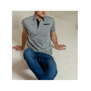 Venta al por mayor 100% algodón hombres Casual manga corta para Polos tela tejida antiarrugas liso teñido - Product Image 1