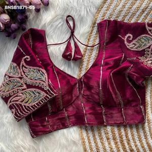 <b>Top</b> Quality Fabric with Multi-Thread & <b>Sequin</b> work Short-Sleeve Padded Blouse Collection Supplier from Surat At Wholesale Rate - Product Image 5