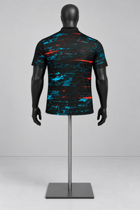 เสื้อยืดแขนสั้นผู้ชาย MH ลายพิมพ์ดิจิทัล แห้งเร็ว ผ้าถัก โพลีเอสเตอร์ 100% สีดำ แดง น้ำเงิน ลายซิปด้านหน้า - Product Image 4