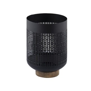 Portavelas Cilíndrico de Latón con Acabado Negro y Patrón de Puntos Perforados, Decoración para el Hogar, Portavelas Votivo de Metal Resistente - Product Image 3