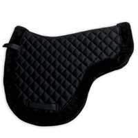 Tapis de selle de dressage demi-format matelassé fin en mousse de 18 mm, personnalisable, durable, en coton, avec bordure en similicuir, de haute qualité