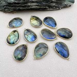 Myoung – pendentif en labradorite plaqué or, breloques à facettes en forme de goutte d'eau, Style Vintage pour colliers, cadeau - Product Image 4