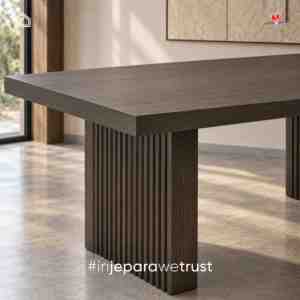 Mesa de Comedor Rectangular de Madera con Pedestal Acanalado, Mesa de Comedor de Lujo para Hotel, Restaurante, Villa, Muebles para el Hogar - Product Image 2