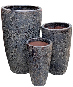Atlantis Black Glaze Maceta de cerámica moderna para el hogar Plantación Jardín Decoración Mini Paisaje Creaciones Vietnam - Product Image 3