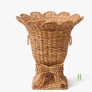 Cesta de Mimbre Natural Hecha a Mano, Florero Decorativo, Maceta, Decoración del Hogar, Centro de Mesa, Decoración Rústica Boho para Mesa - Product Image 5