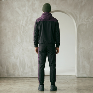 <b>Men's</b> Purple Black Color Block Hooded Tracksuit Set Windproof Sporty Full Sleeve Autumn Activewear Regular Fit Zipper Closure - Product Image 3