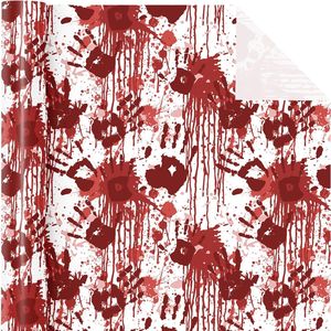 Carta da Regalo Mini Rotolo con Design Spaventoso di Impronte di Mani con Schizzi di Sangue per Halloween, 17 Pollici X 16,5 Piedi, per Regali di Compleanno - Product Image 2