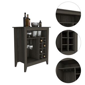 Mobile bar Nathan con 6 bottiglie, 1 cassetto e 1 ripiano, collezione New Canaan in Carbon Espresso - Product Image 3