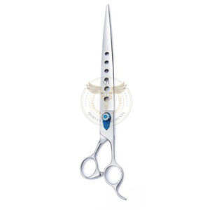Luxury Stainless Steel Pet Grooming Scissors with Holes and Titanium-coated <b>Blades</b> for Precision Cutting - Product Image 2
