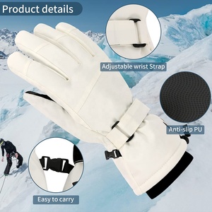 Guantes cálidos de esquí de invierno para hombre, guantes de snowboard de cuero aislados con palma antideslizante para deportes de invierno, snowboard - Product Image 2