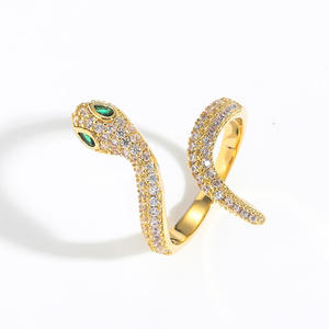 Luxury <b>Snake</b> Cocktail <b>Ring</b> Rose Gold Filled Pave Diamond Round Brilliant Cut Animal Shape Unisex Party Jewelry - Product Image 5