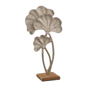 Ensemble de 2 ornements décoratifs en forme de fleur avec bois et métal aluminium pour décoration industrielle et festive - Product Image 4