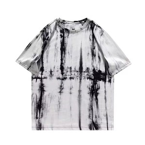 Conjunto Casual de Verano para Hombre con Estampado Tie Dye, Camiseta de Manga Corta con Pantalones Cortos con Cordón, Estilo Cuello Redondo de Algodón Transpirable - Product Image 2