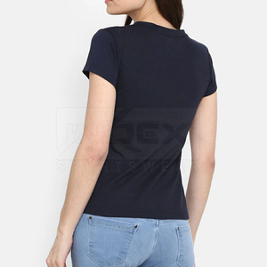 Camiseta de Manga Corta para Mujer, Cuello Redondo, Color Azul Marino, con Estampado de Margaritas, Informal, Primavera-Verano, 100% Algodón, Corte Regular - Product Image 3