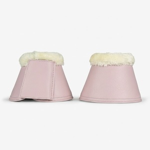 Bottes de soutien pour chevaux OEM avec garniture en fausse fourrure blanche, en similicuir de couleur unie, avec sangle Velcro, paire - Product Image 2