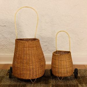 Bolsos escolares de ratán hechos a mano para niñas, carritos con ruedas más vendidos, cesta tejida para cochecito. - Product Image 2
