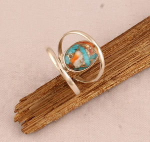 Anillo de Plata de Ley 925 con Turquesa de Ostra Espinosa, Joyería, Regalo para Ella - Product Image 2